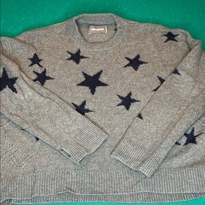 Zadig & Voltaire Gray Star Crewneck Sweater 100% Cashmere